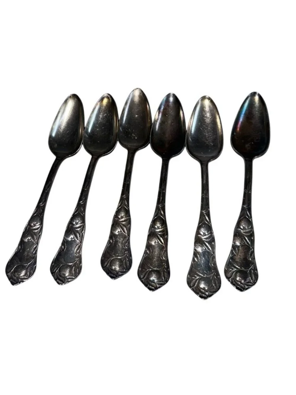 Antique 1910 Rogers & Son AA Sunkist Pattern Set Of 6 Spoons Silverplate